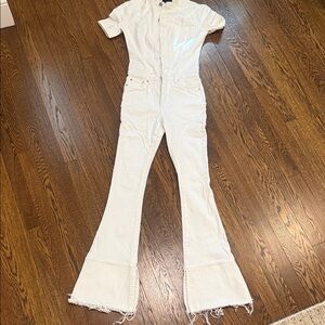 SER.O.YA White Short-Sleeve Flared Jumpsuit
